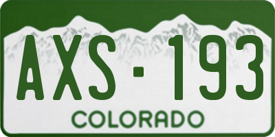 CO license plate AXS193