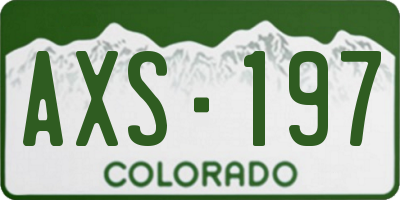 CO license plate AXS197