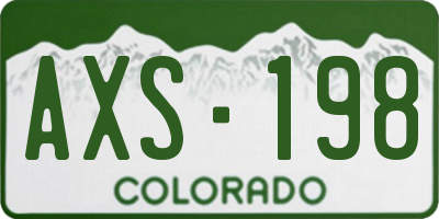 CO license plate AXS198