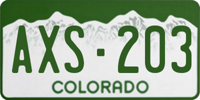 CO license plate AXS203