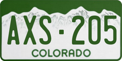 CO license plate AXS205