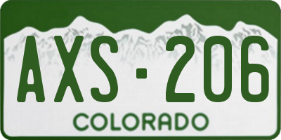 CO license plate AXS206