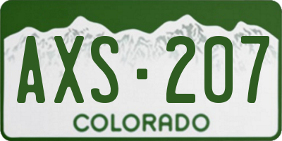 CO license plate AXS207