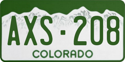 CO license plate AXS208