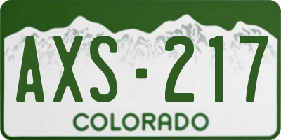 CO license plate AXS217