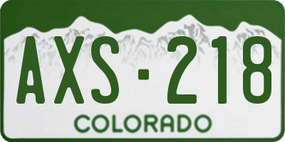 CO license plate AXS218