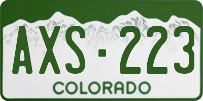 CO license plate AXS223