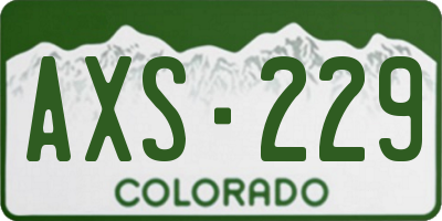 CO license plate AXS229