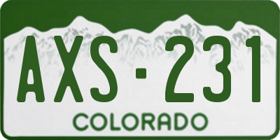 CO license plate AXS231