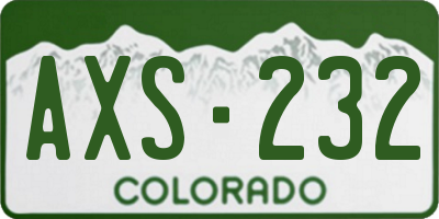 CO license plate AXS232