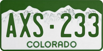 CO license plate AXS233