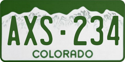CO license plate AXS234