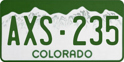 CO license plate AXS235