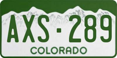 CO license plate AXS289
