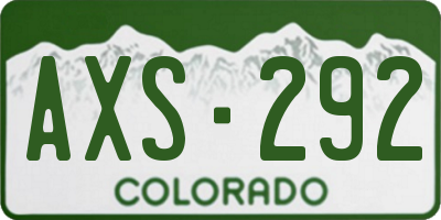 CO license plate AXS292
