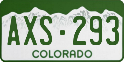 CO license plate AXS293