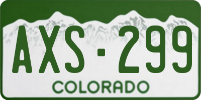 CO license plate AXS299