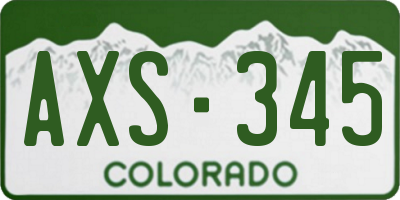 CO license plate AXS345