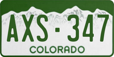 CO license plate AXS347