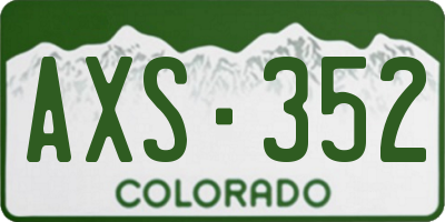 CO license plate AXS352