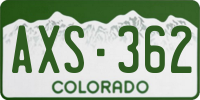 CO license plate AXS362
