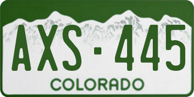 CO license plate AXS445