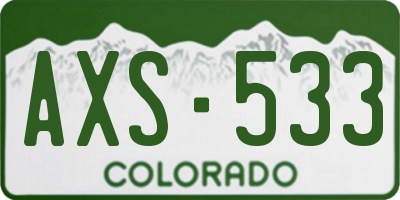CO license plate AXS533