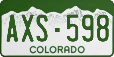 CO license plate AXS598