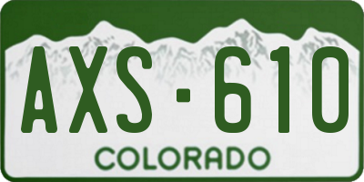 CO license plate AXS610