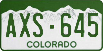 CO license plate AXS645