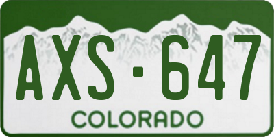 CO license plate AXS647