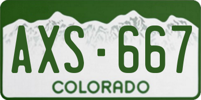CO license plate AXS667