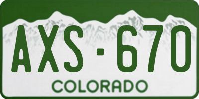 CO license plate AXS670