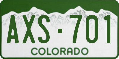 CO license plate AXS701