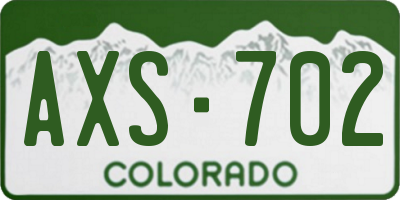 CO license plate AXS702