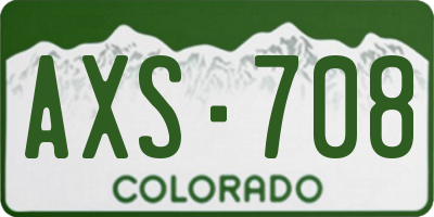 CO license plate AXS708