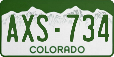 CO license plate AXS734