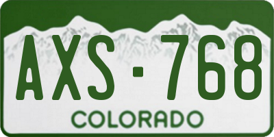 CO license plate AXS768