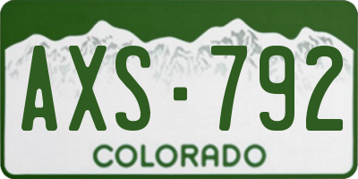 CO license plate AXS792