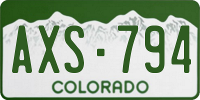 CO license plate AXS794