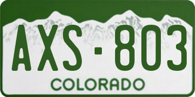 CO license plate AXS803