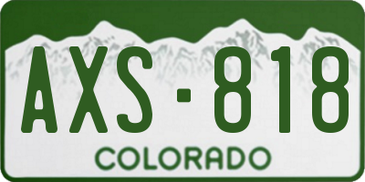 CO license plate AXS818