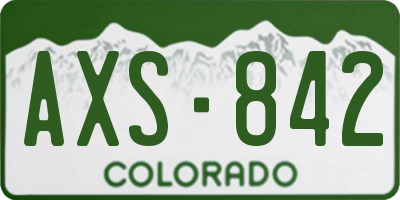 CO license plate AXS842