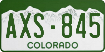 CO license plate AXS845