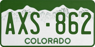 CO license plate AXS862