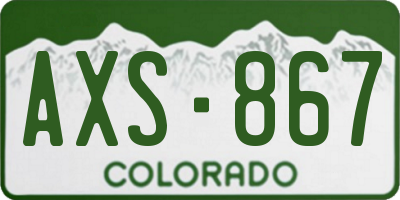 CO license plate AXS867