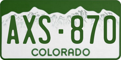 CO license plate AXS870