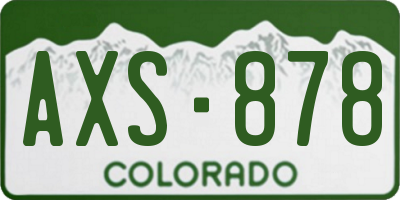 CO license plate AXS878
