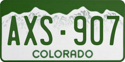 CO license plate AXS907