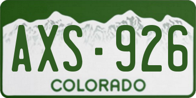 CO license plate AXS926